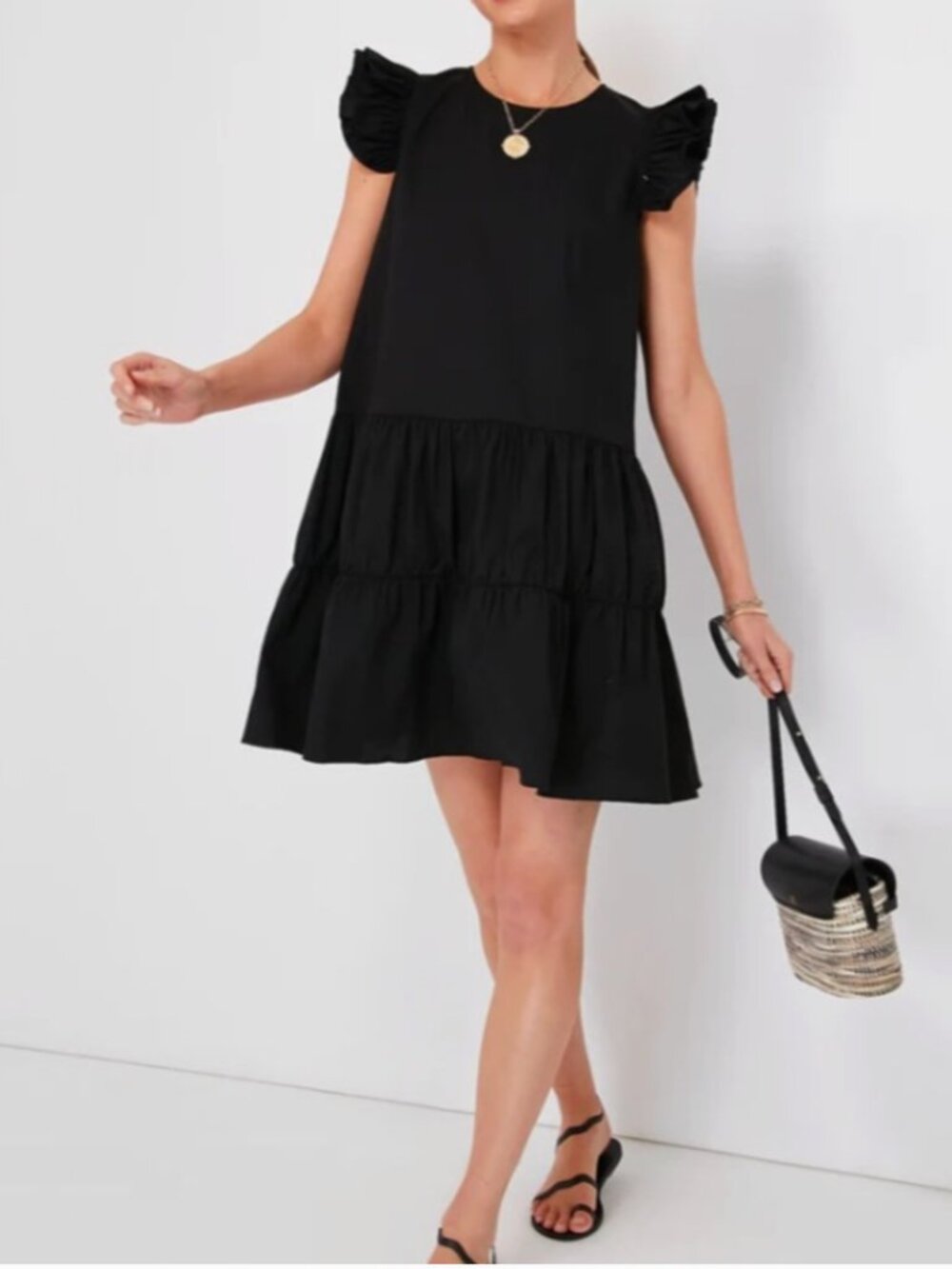 Tuckernuk Pomander Place Corrine Black Flutter Sleeve Mini Dress A-Line size S